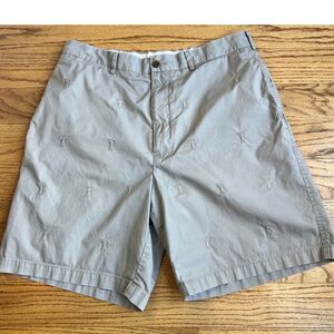 Daniel Cremieux Golf Men’s Shorts Flat Front Tan Embroidered Golfers Size 35